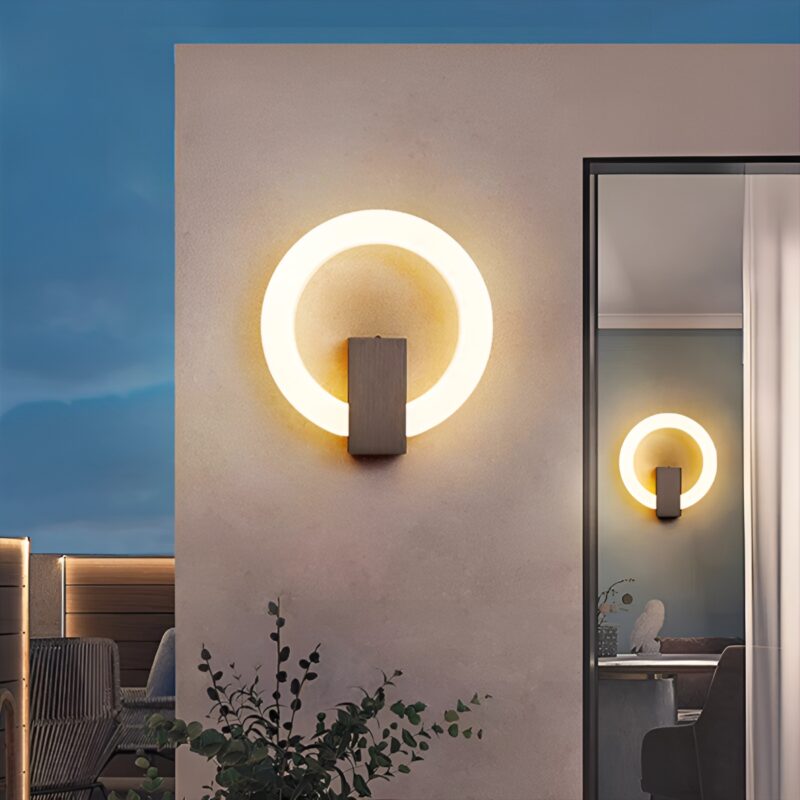 Đèn led tường mái hiên vòng tròn độc đáo F7220 1