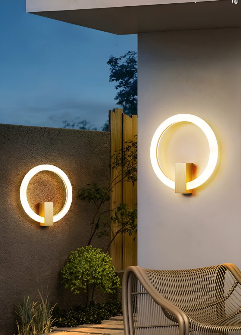 Đèn led tường mái hiên vòng tròn độc đáo F7220 2