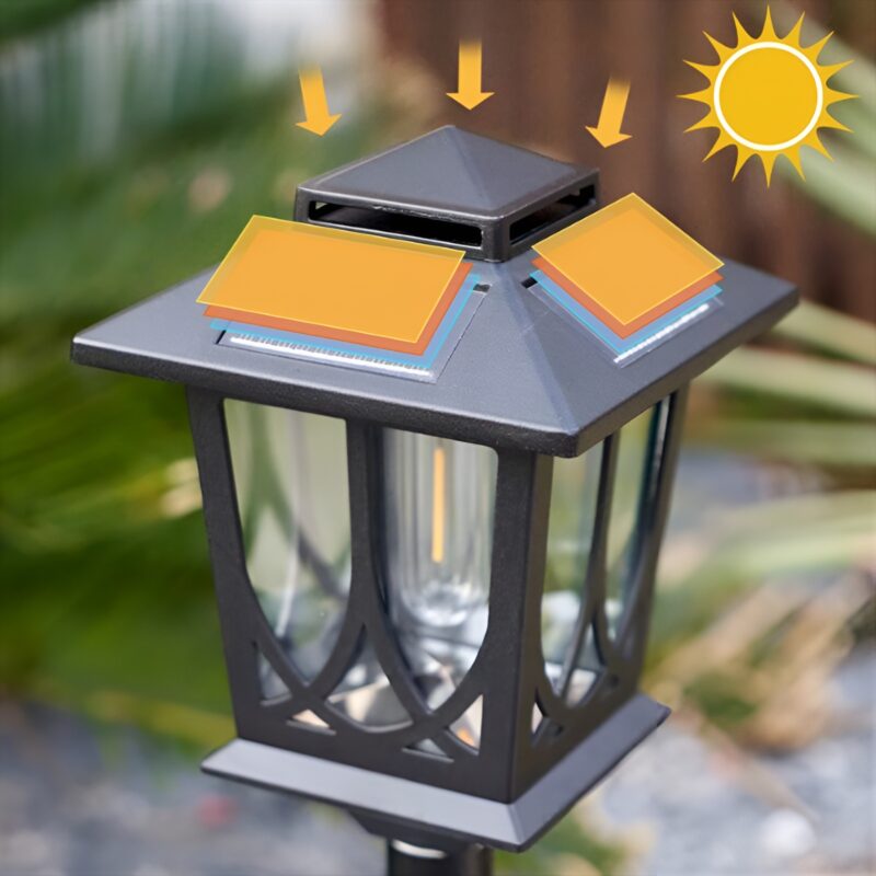 Đèn cột sân vườn Châu Âu năng lượng mặt trời B6680 3