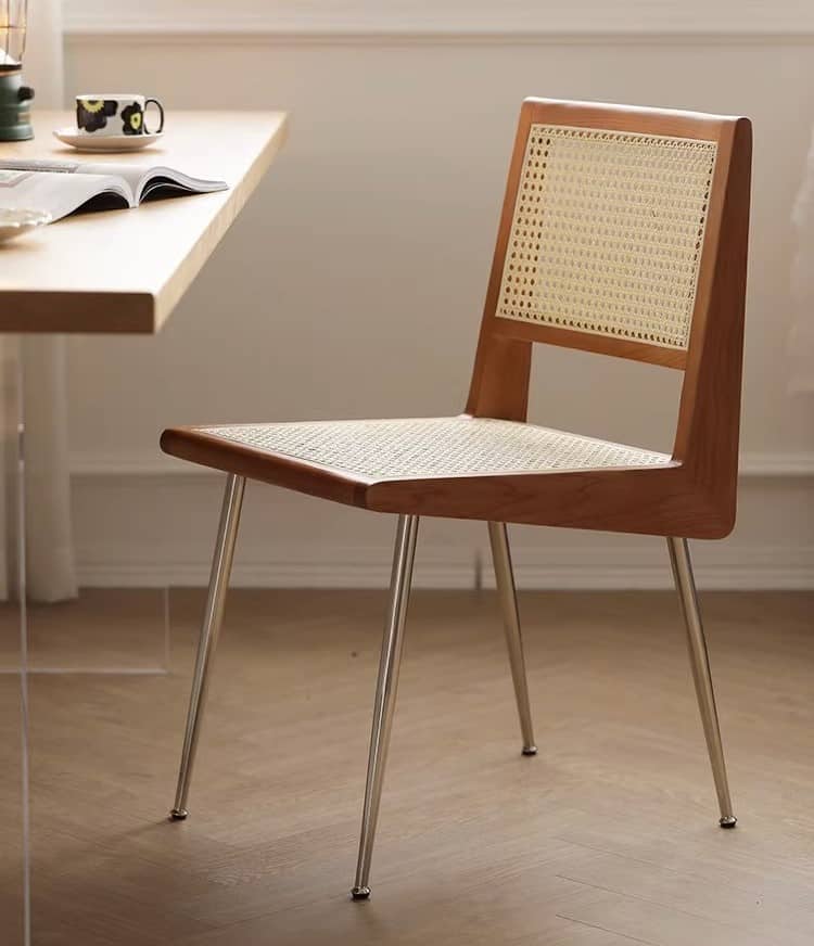 Ghế ăn gỗ bề mặt đan mây hiện đại TBY01 8