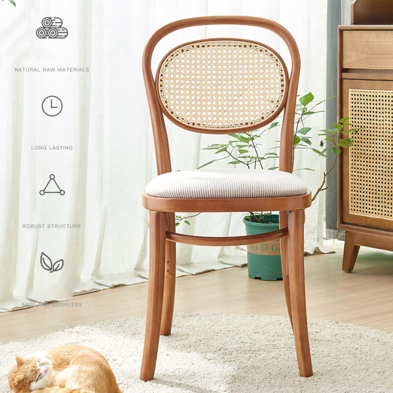 Ghế ăn gỗ sồi lưng mây đan nghệ thuật YI1692 5