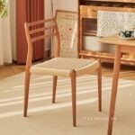 Ghế ăn khung gỗ đệm mây đan tối giản YA1052
