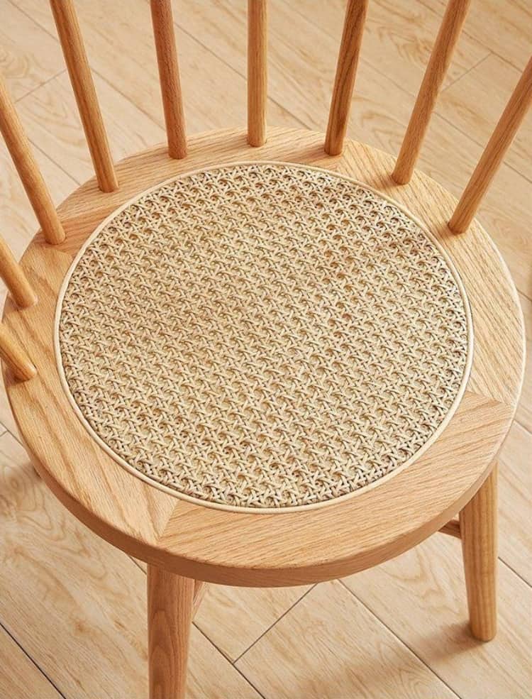 Ghế gỗ cafe tựa lưng cong đan mây nghệ thuật WL4170 11