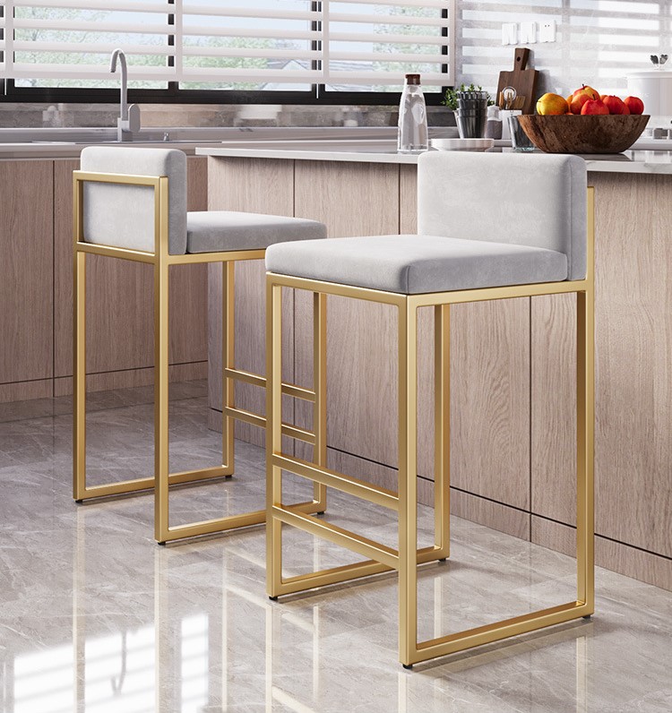 Ghế quầy bar vuông đệm vải khung sắt nghệ thuật YY139 5