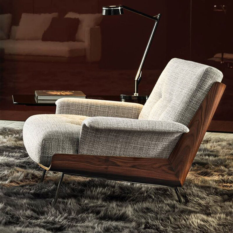 Ghế sofa đệm da phối gỗ hiện đại HO1692 5