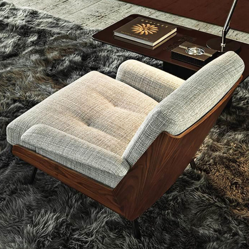 Ghế sofa đệm da phối gỗ hiện đại HO1692 6