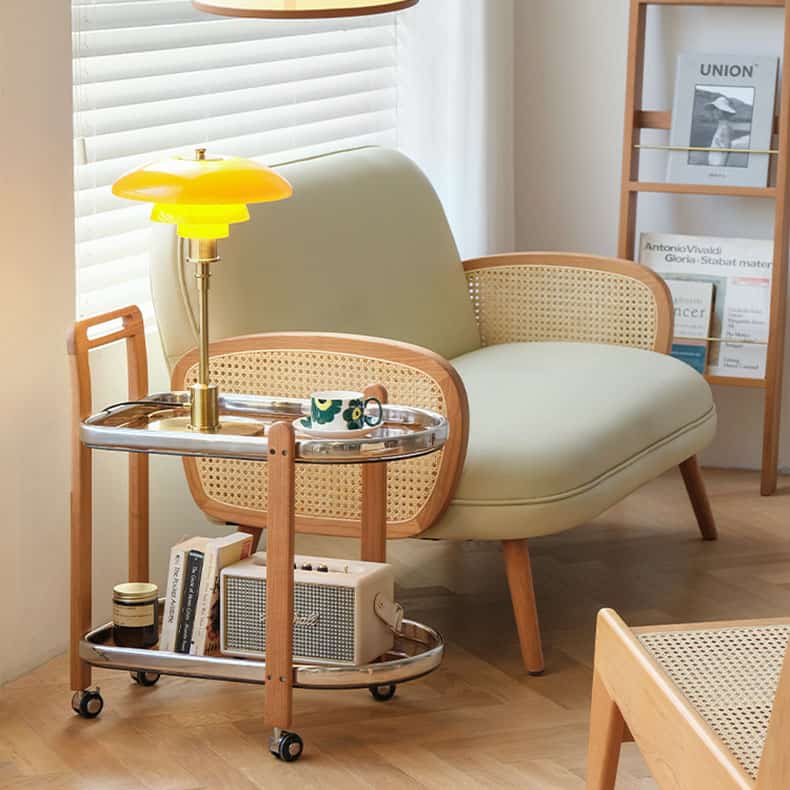 Kệ xe đẩy hai tầng khung gỗ decor phòng ZW4986 7