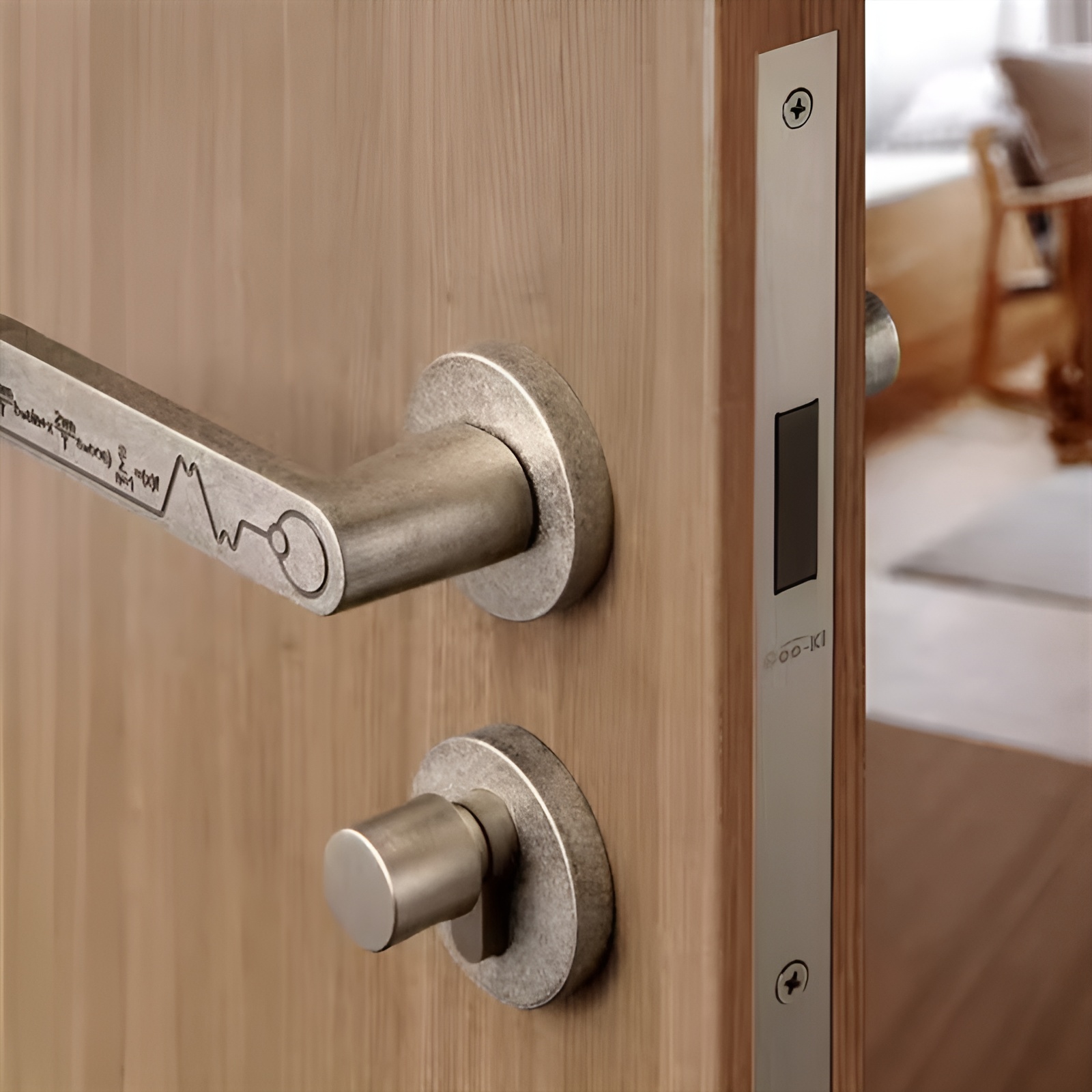 Khóa cửa tay gạt họa tiết toán học độc đáo G527 9