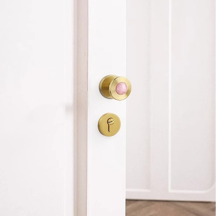 Khóa cửa tay nắm tròn bằng đồng phối đá BTO6790 7