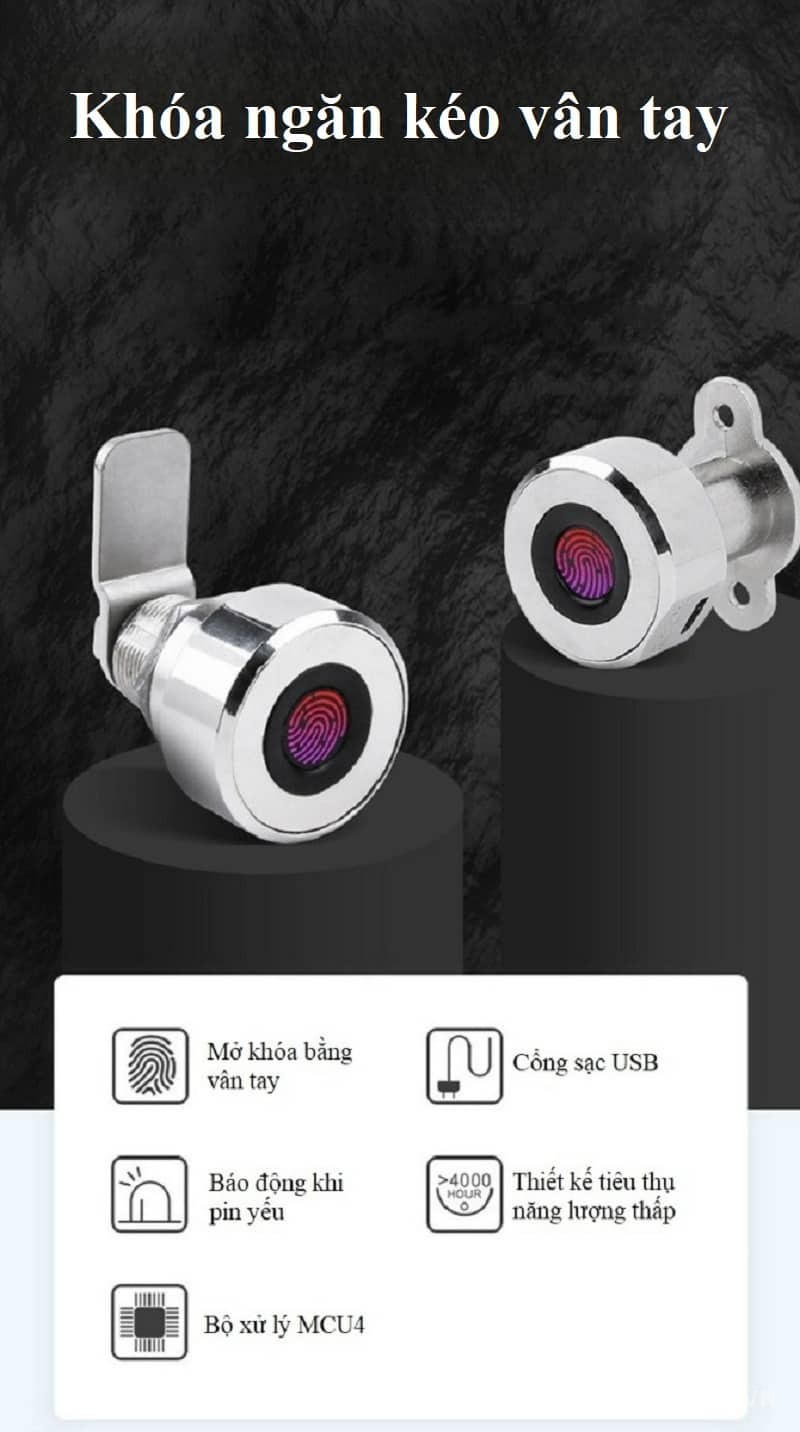 Khóa vân tay cho hộc tủ kéo 1-3 ngăn YLF048