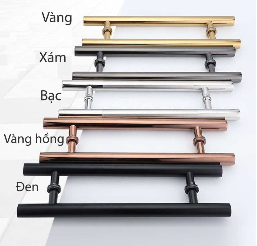 Tay nắm cửa kính inox chân thẳng nhiều màu QB-9824CT 5