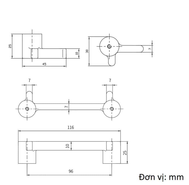 Tay nắm tủ đồng thau mạ chrome sáng hiện đại BT7055 12