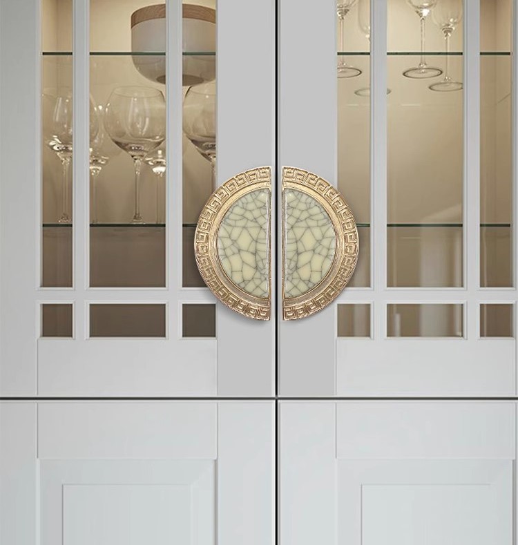 Tay nắm tủ gốm sứ bán nguyệt Á Đông sang trọng JZ4942 7
