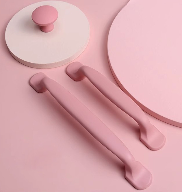Tay nắm tủ hợp kim kẽm màu hồng macaron SZ6200 8