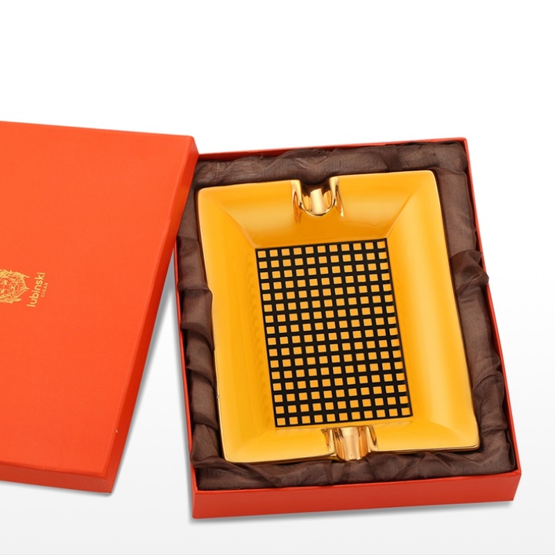 Gạt tàn cigar gốm sứ dạng khay caro sang trọng GA136 5