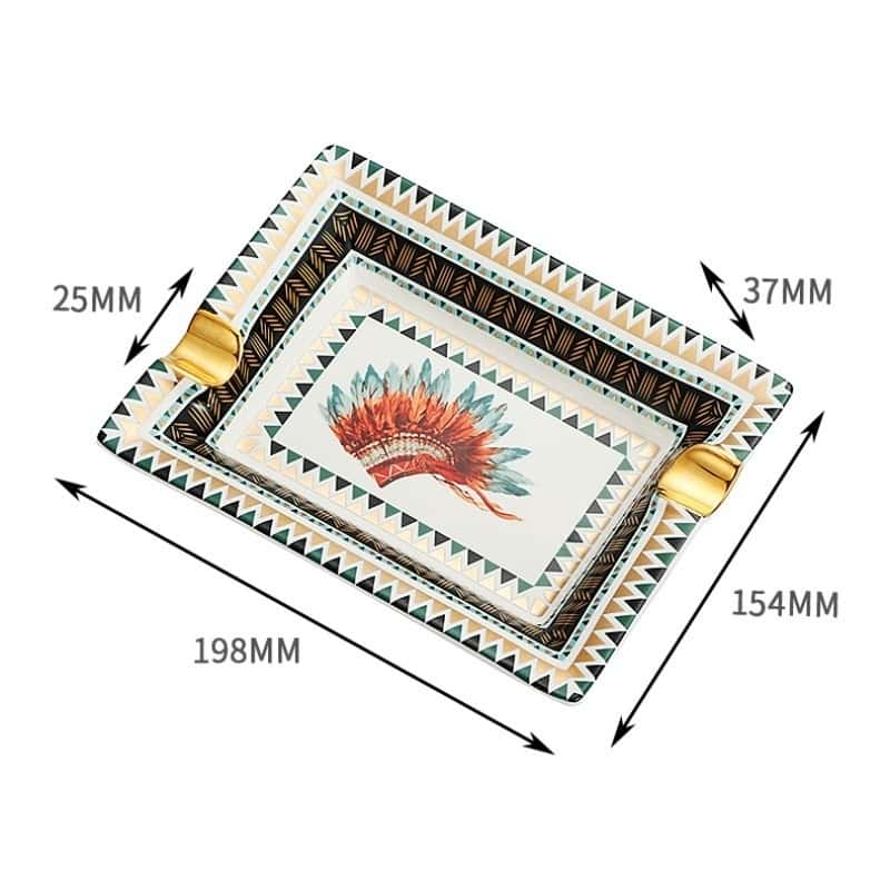 Gạt tàn xì gà 2 điếu gốm sứ thủ lĩnh da đỏ GA123 12