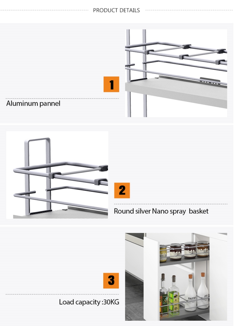 Giá chai lọ giảm chấn tủ rộng 200mm Taura MG038B 4