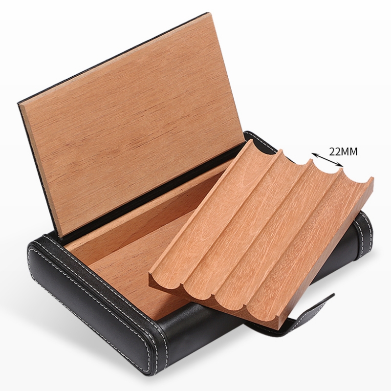 Hộp đựng cigar cầm tay da phối gỗ HC27B 5