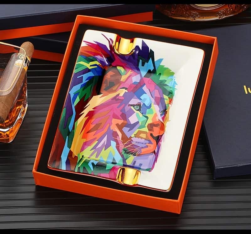 Khay gạt tàn cigar gốm sứ hình sư tử độc đáo GA125 11