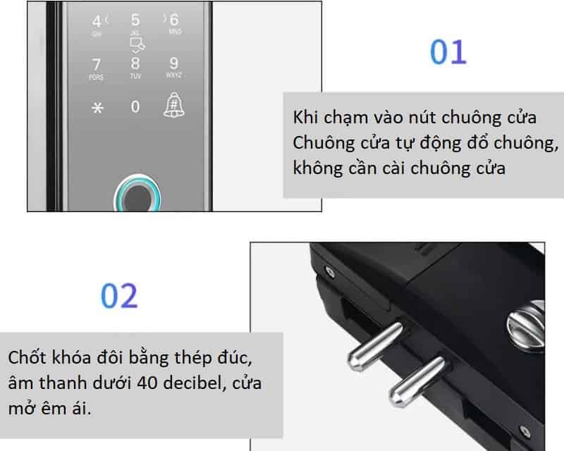 Khóa điện tử vân tay cửa kính văn phòng USL612 4