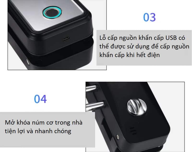 Khóa điện tử vân tay cửa kính văn phòng USL612 5