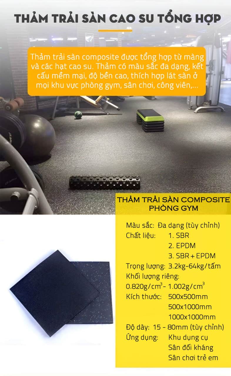 Thảm cao su tấm hoa văn đốm cho phòng gym TC1515 11