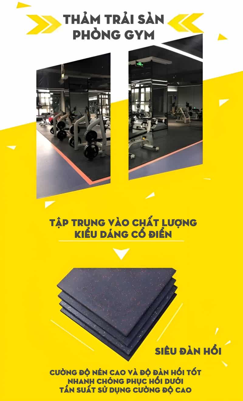 Thảm cao su tấm hoa văn đốm cho phòng gym TC1515 12