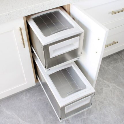 Thùng gạo đơn âm tủ ray giảm chấn an toàn QFD5470