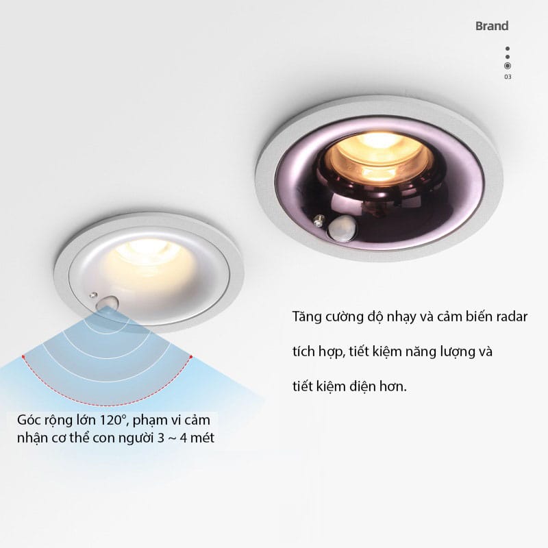 Đèn LED âm trần cảm biến hồng ngoại XS6838 5