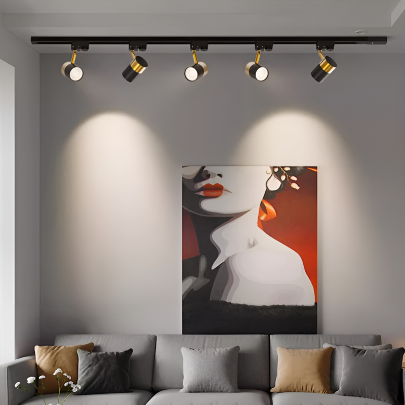 Đèn rọi ray trượt chiếu sáng phòng khách showroom QR3030