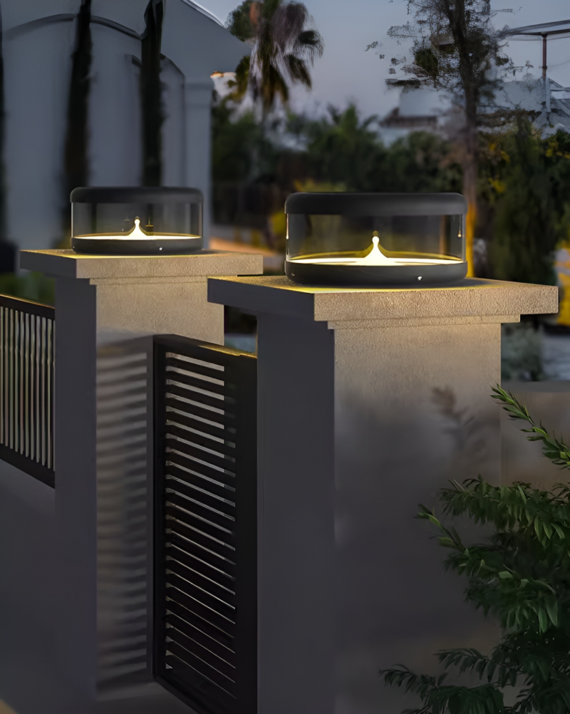 Đèn trụ cổng tròn trong suốt năng lượng mặt trời C7048 3