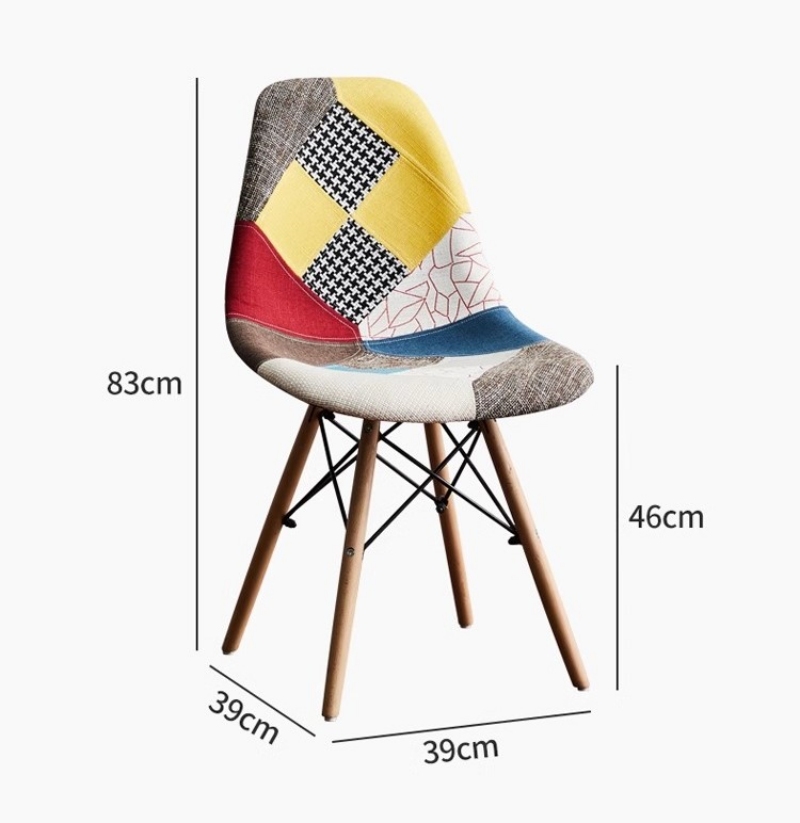 Ghế ăn Eames họa tiết thổ cẩm chân gỗ sồi YM6492 13