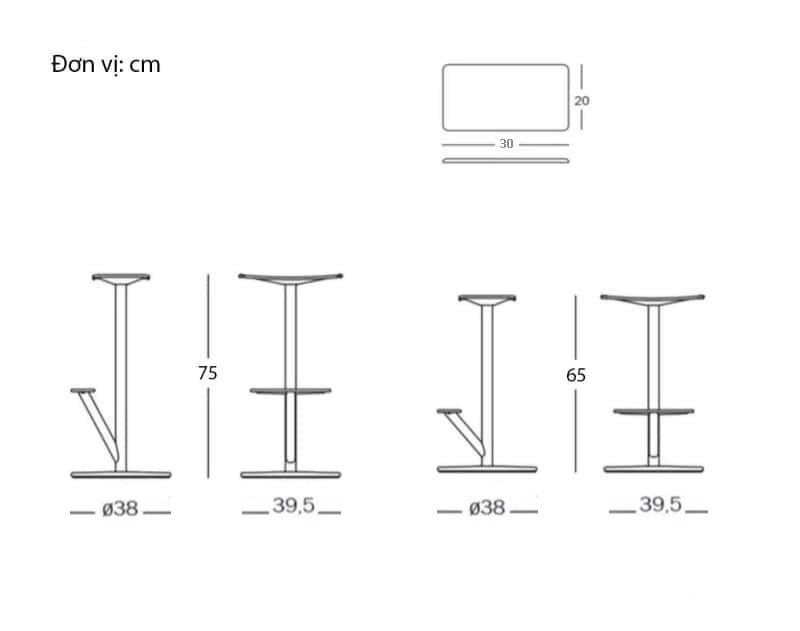 Ghế quầy bar nhiều màu phong cách Bắc Âu IU0321 3