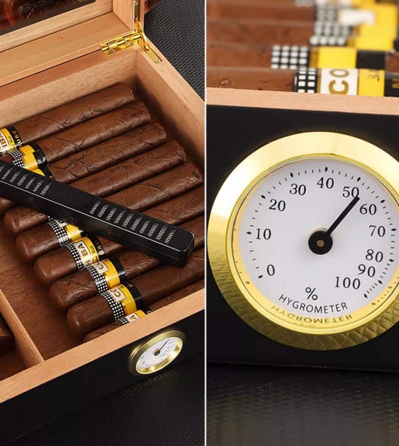 Hộp gỗ đựng cigar tích hợp máy đo độ ẩm HC113 9