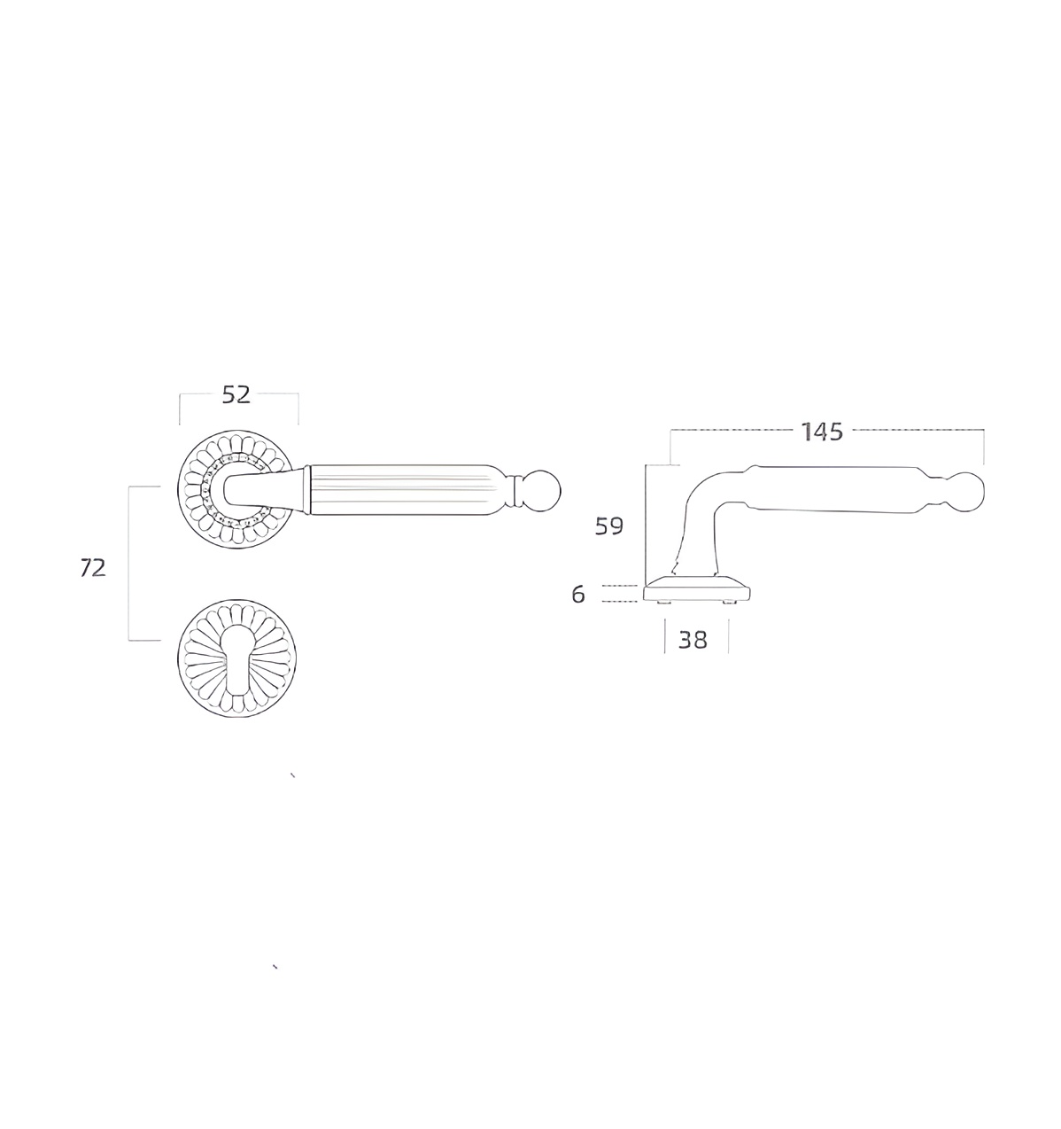 Khóa cửa hợp kim điêu khắc họa tiết kiểu Pháp SD7108 11