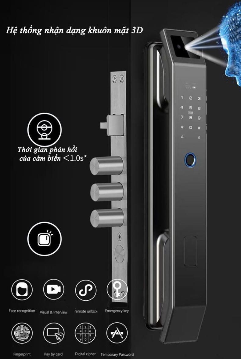 Khóa cửa nhận diện khuôn mặt thông minh tích hợp YNK59 8