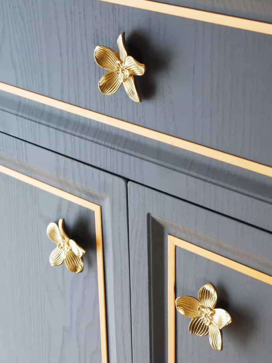 Núm tay nắm tủ đồng hình bông hoa phong cách Âu Mỹ ZPK001 16
