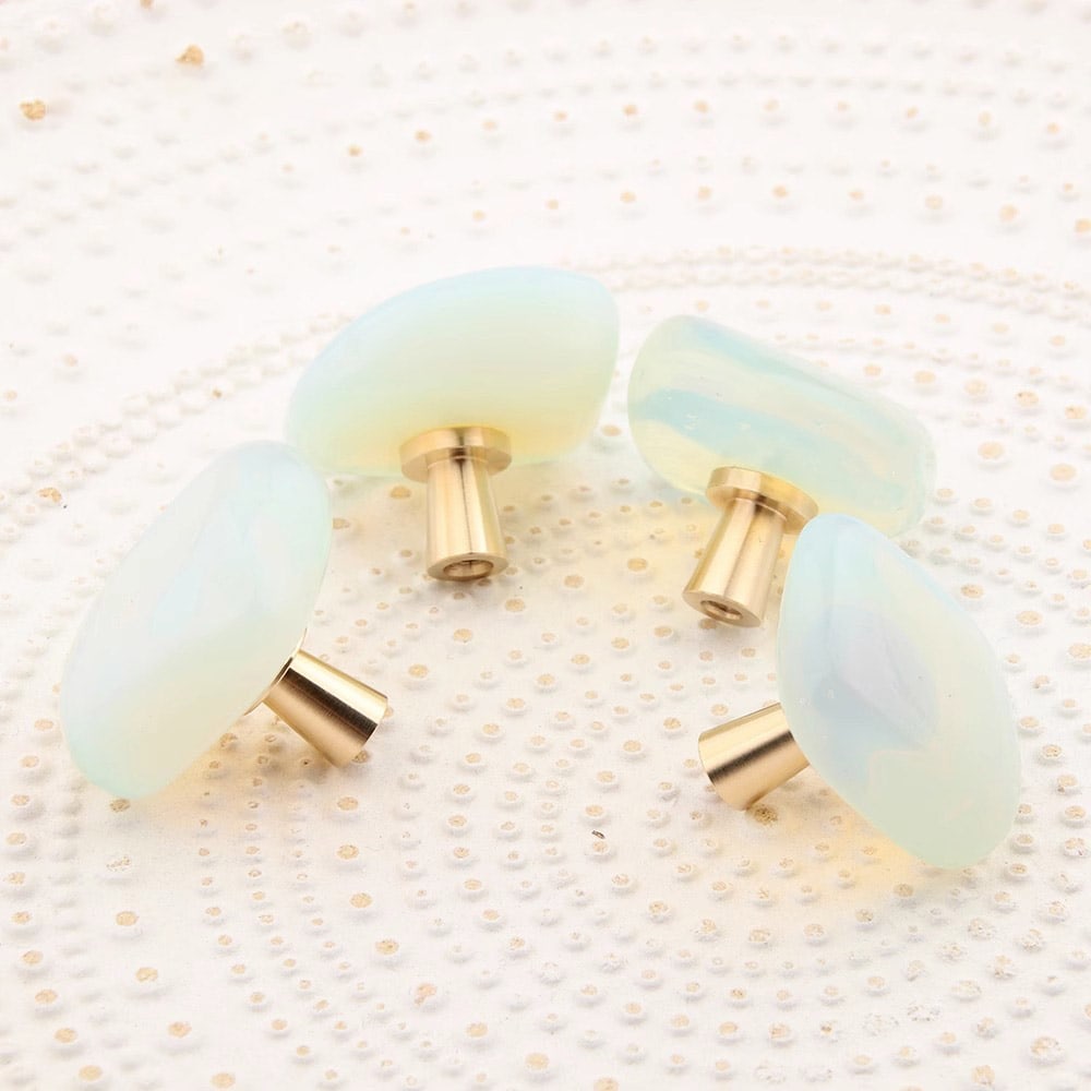 Núm tay nắm tủ đồng thau đính đá Opal YZ7219 5