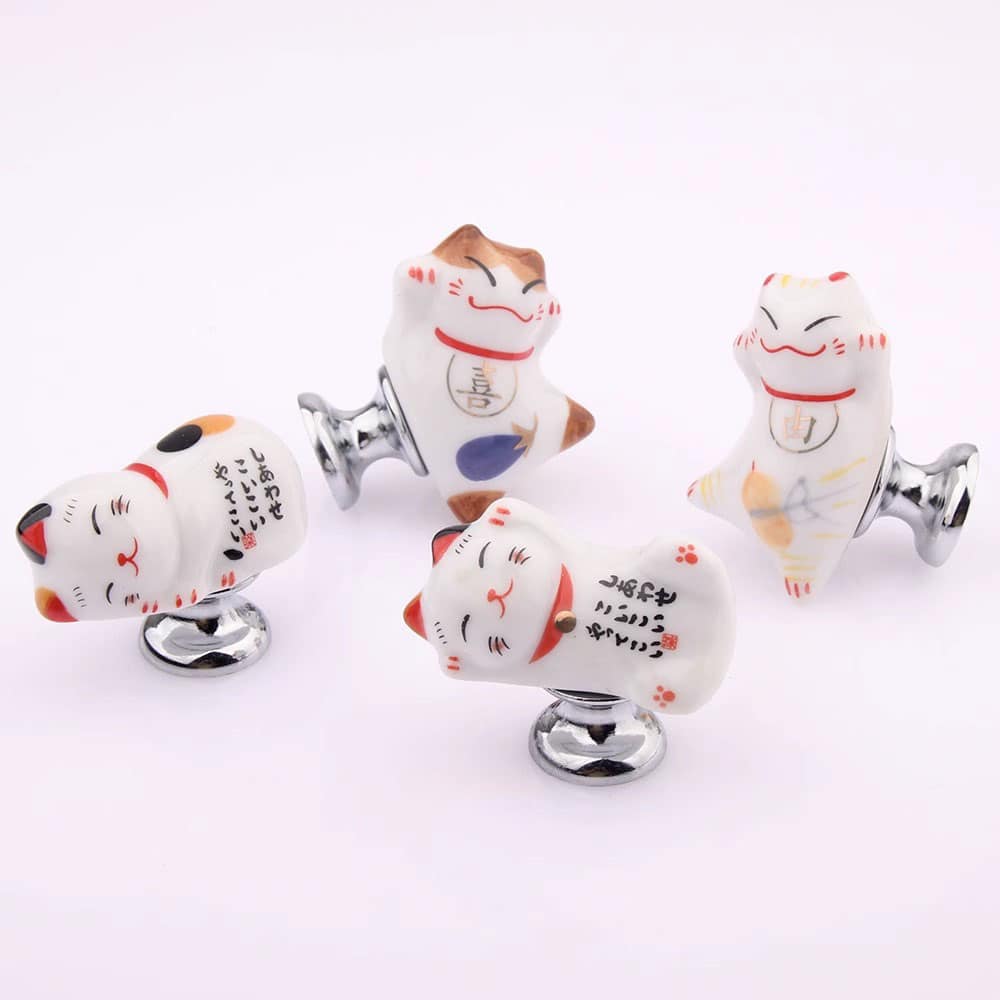 Núm tay nắm tủ gốm sứ hình mèo đáng yêu YH0032 7