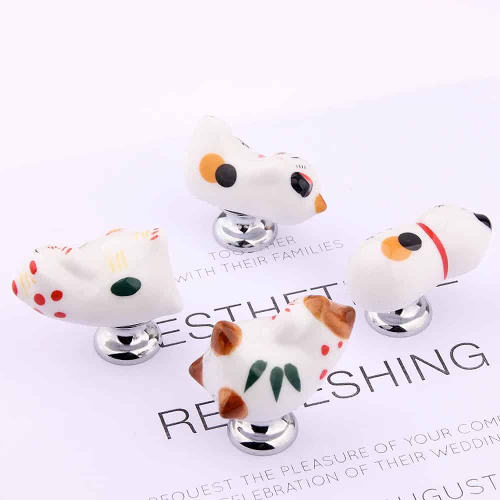 Núm tay nắm tủ gốm sứ hình mèo đáng yêu YH0032 8