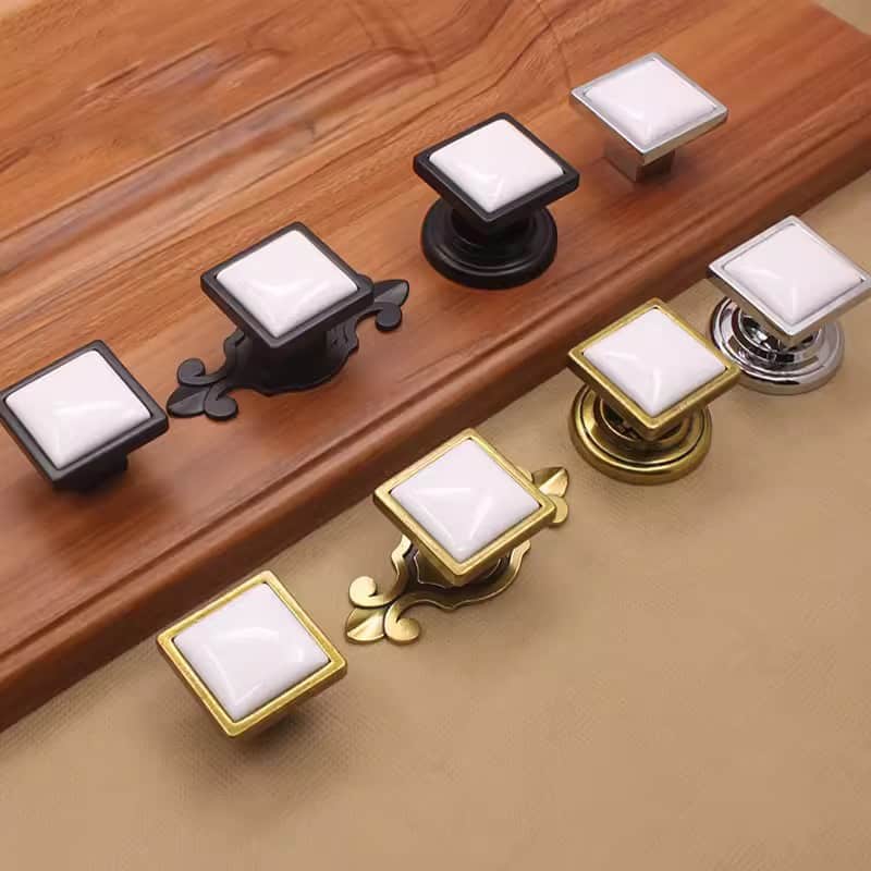 Núm tay nắm tủ gốm sứ hình vuông LAD334