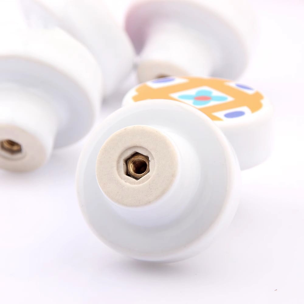 Núm tay nắm tủ gốm sứ họa tiết caro sắc màu YZD004 10