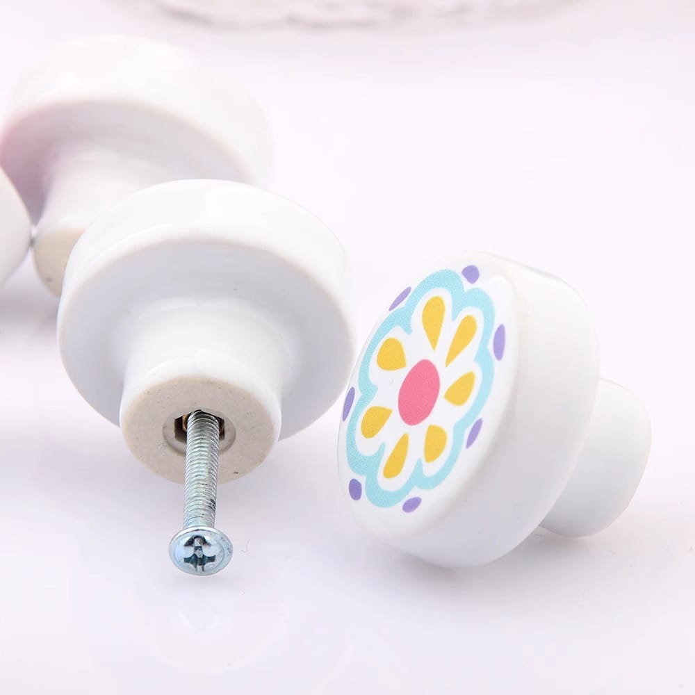 Núm tay nắm tủ gốm sứ họa tiết caro sắc màu YZD004 11