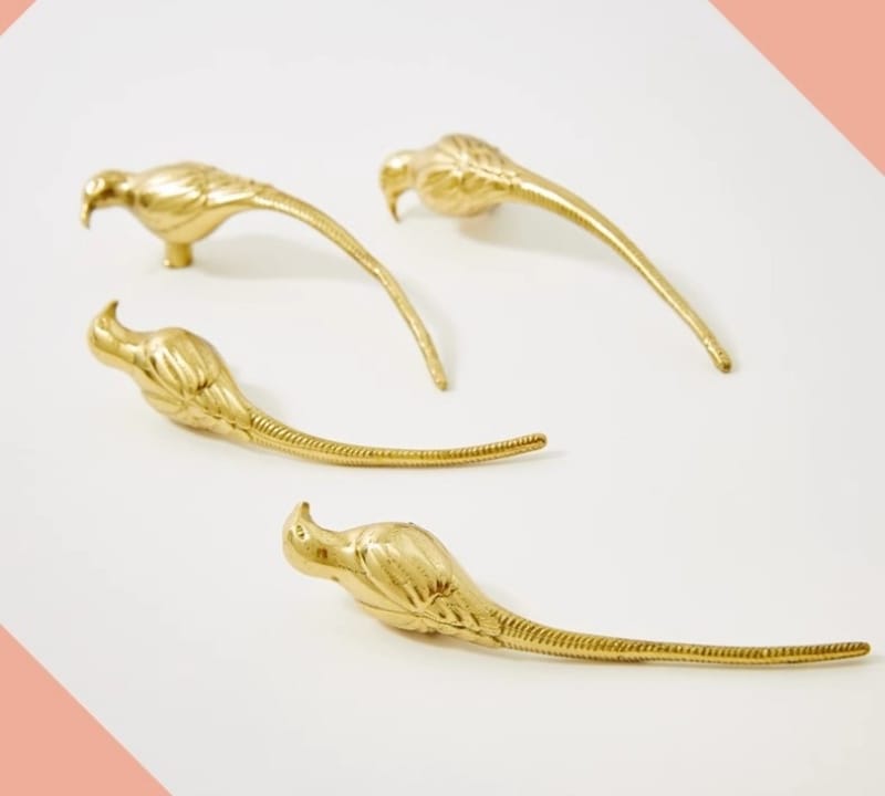Tay nắm tủ đồng thau hình chim sáo sáng tạo AJ3010 8