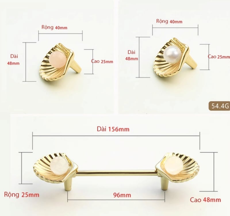 Tay nắm tủ đồng thau sò ngậm ngọc độc đáo JT7261 14