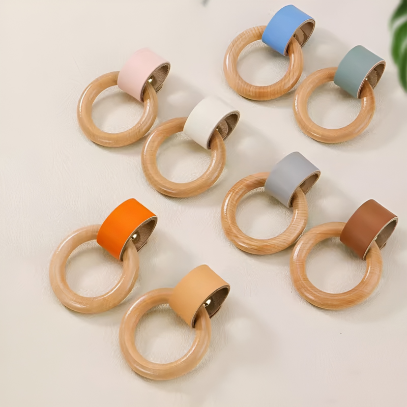 Tay nắm tủ móc kéo bằng gỗ phối da decor ES8993 1