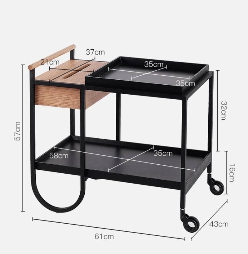 Xe đẩy bàn cà phê mini mặt gỗ độc đáo SC6780 15
