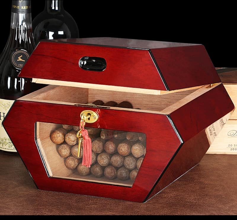 Hộp đựng cigar hình lục giác có khóa cao cấp HC72 6