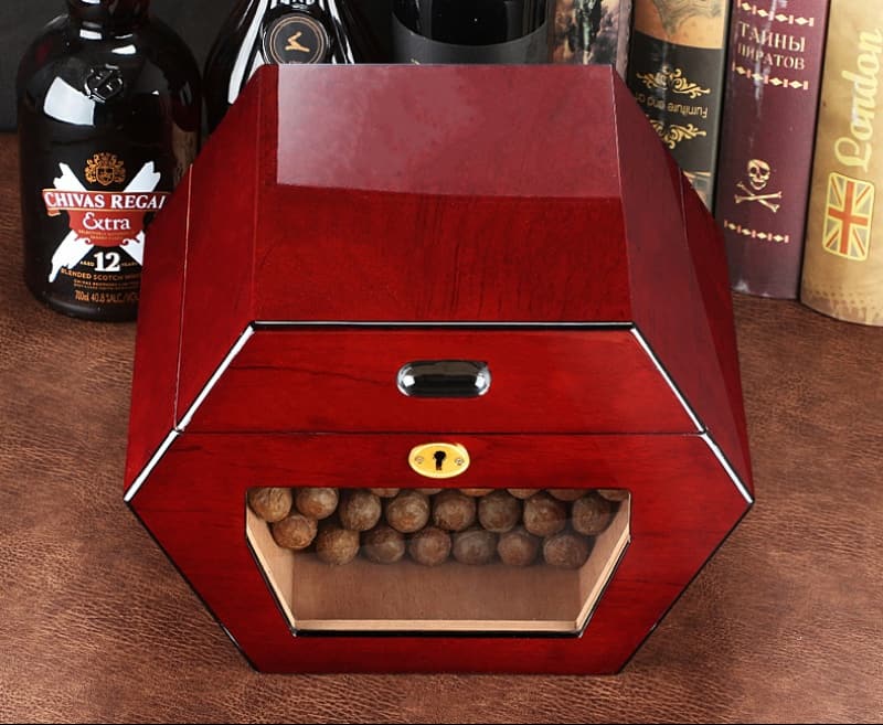 Hộp đựng cigar hình lục giác có khóa cao cấp HC72 4