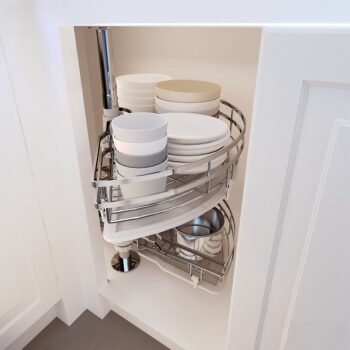 Mâm xoay góc tủ bếp mở góc 1/2 inox 304 Garis GS01.8E